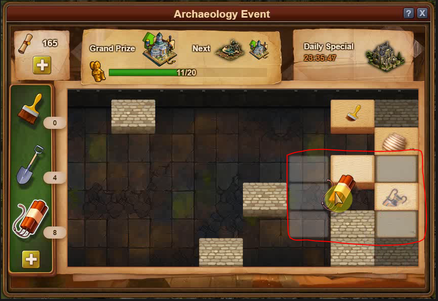how to use dynamite in Archaeology  tomb