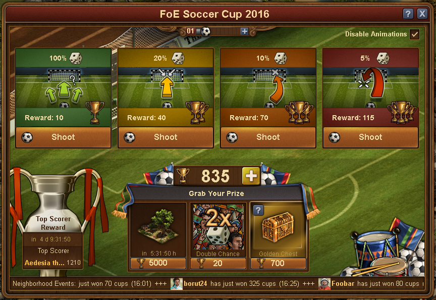 FoE Euro Cup 2016, Event Window