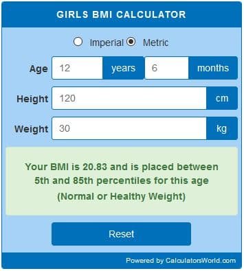 bmi calculator for women with age